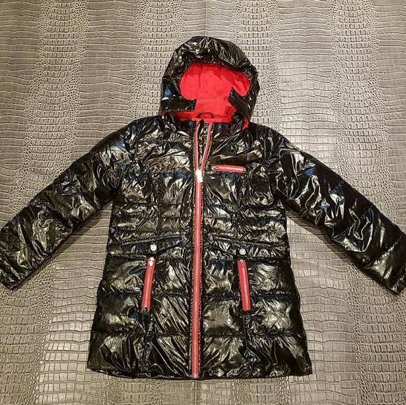 girls shiny puffer coat